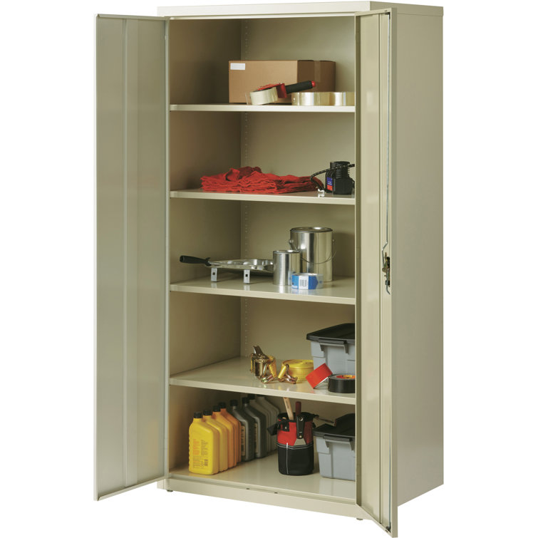 Sleek 80'' Black Steel Lockable Storage Cabinet with Adjustable Shelving