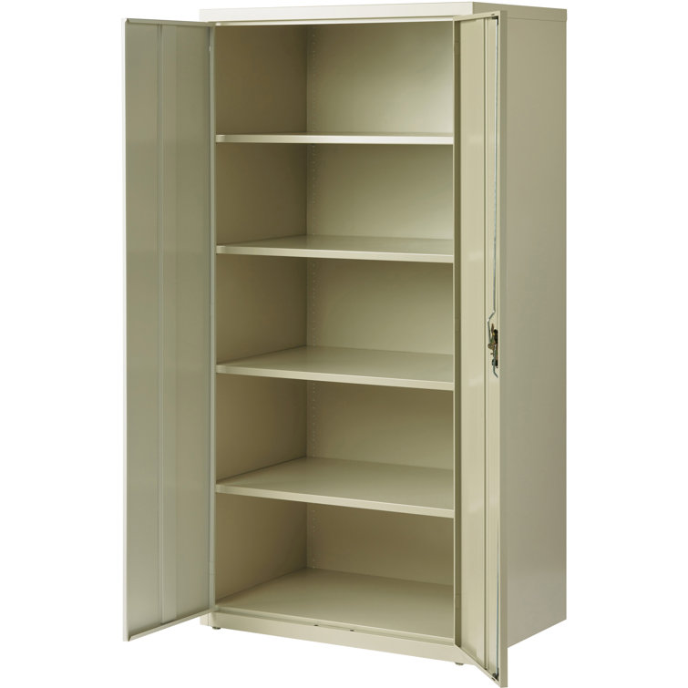 Sleek 80'' Black Steel Lockable Storage Cabinet with Adjustable Shelving