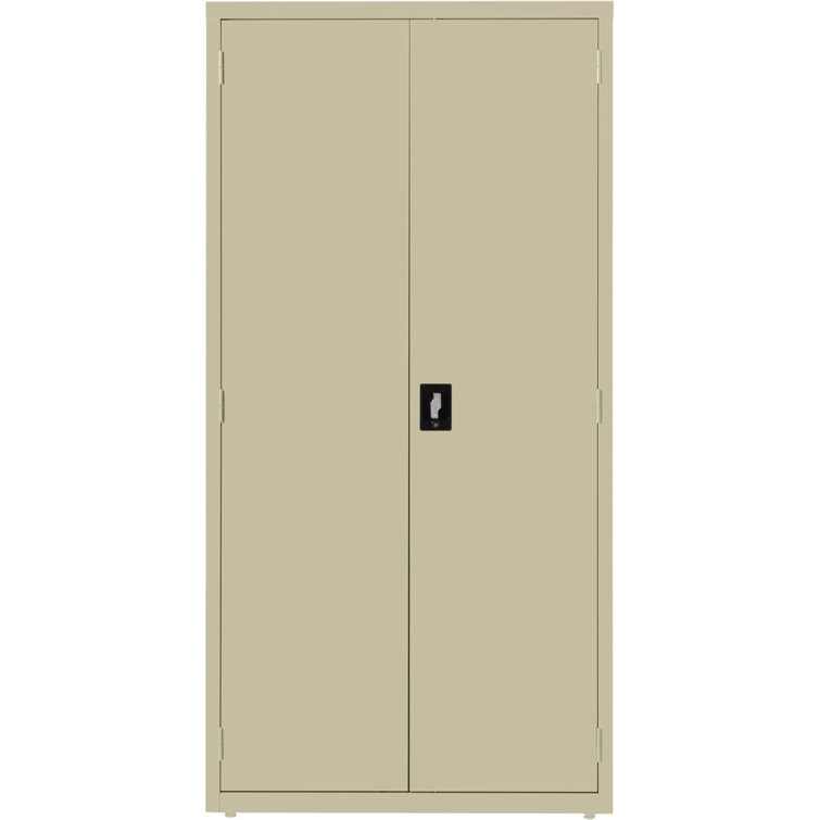 Sleek 80'' Black Steel Lockable Storage Cabinet with Adjustable Shelving