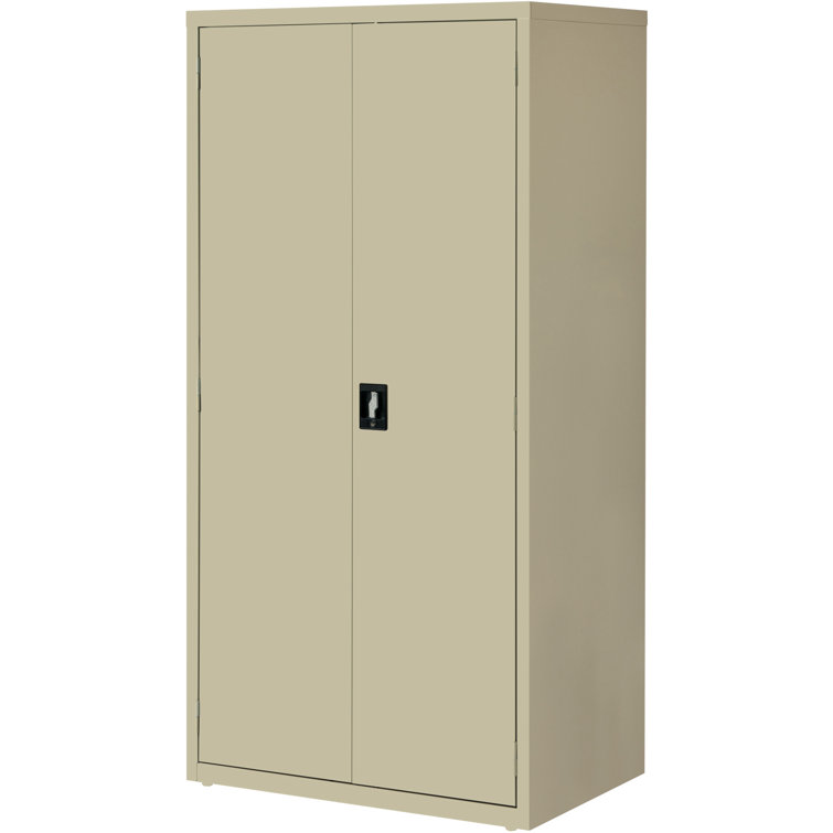 Sleek 80'' Black Steel Lockable Storage Cabinet with Adjustable Shelving