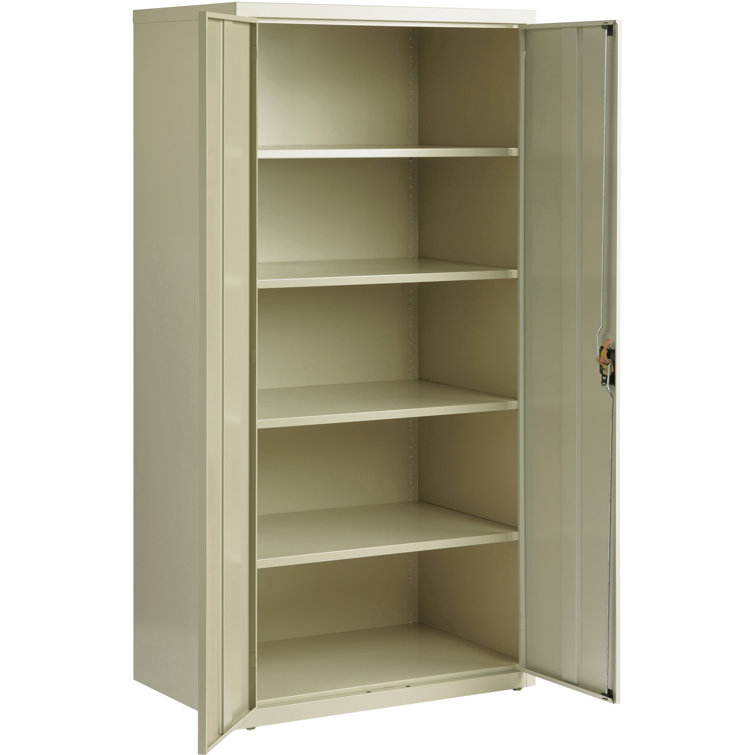 Sleek 80'' Black Steel Lockable Storage Cabinet with Adjustable Shelving
