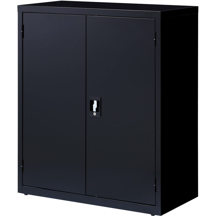 Black Steel Office Storage Cabinet with Adjustable Shelving