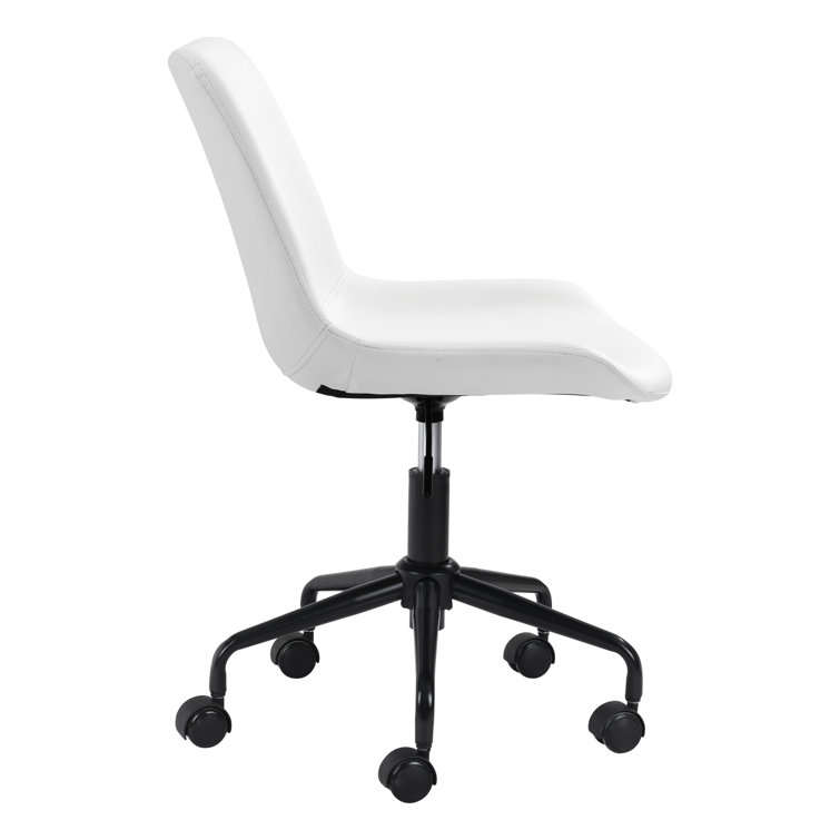 White Matte Metal Curved Office Desk Chair