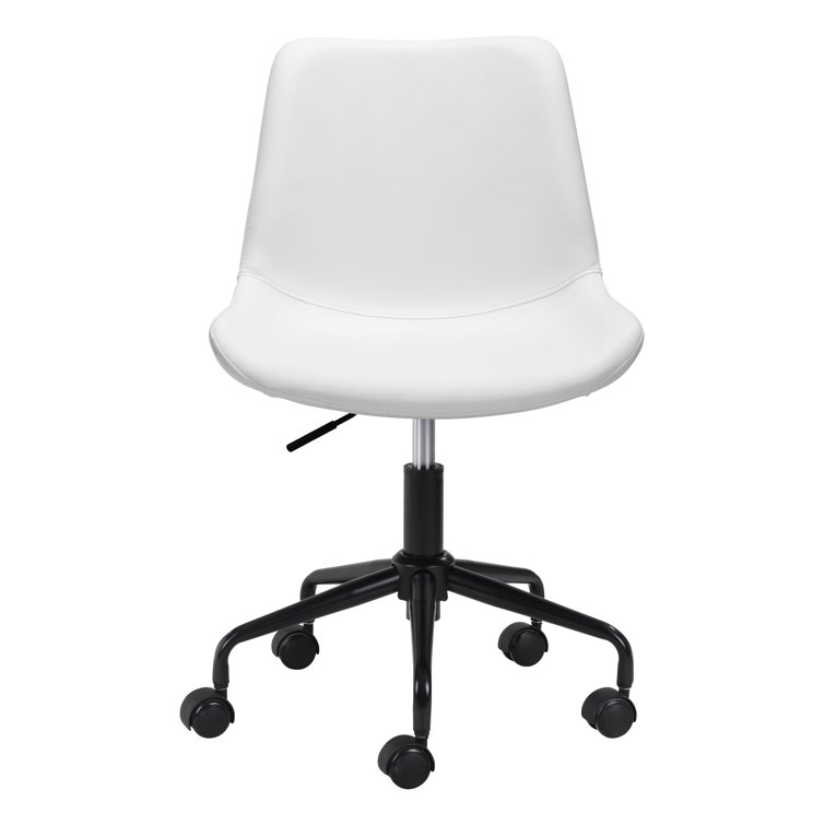White Matte Metal Curved Office Desk Chair