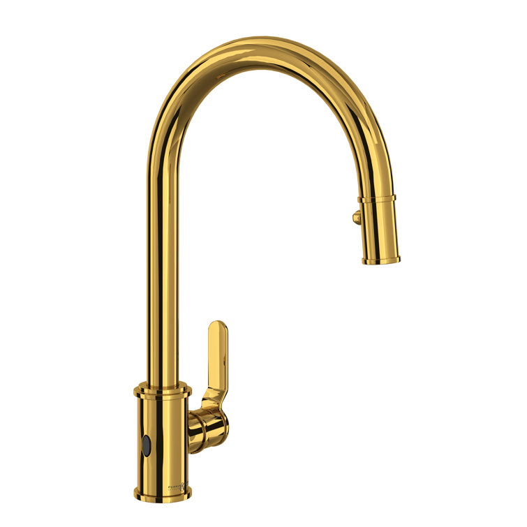 Polished Nickel Brass Pull-Down Kitchen Faucet with Touchless Technology