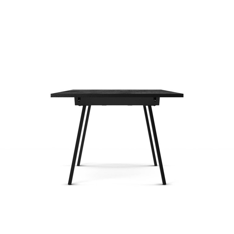Reaves Black Laminate Dining Table with Silver Gray Chairs