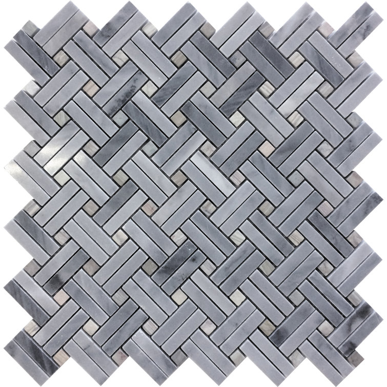 11.2" x 11.5" Gray Polished Marble Mosaic Tile Sheet