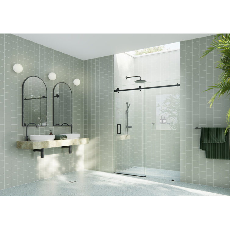 Astro 72" x 78" Frameless Glass Sliding Shower Door in Matte Black