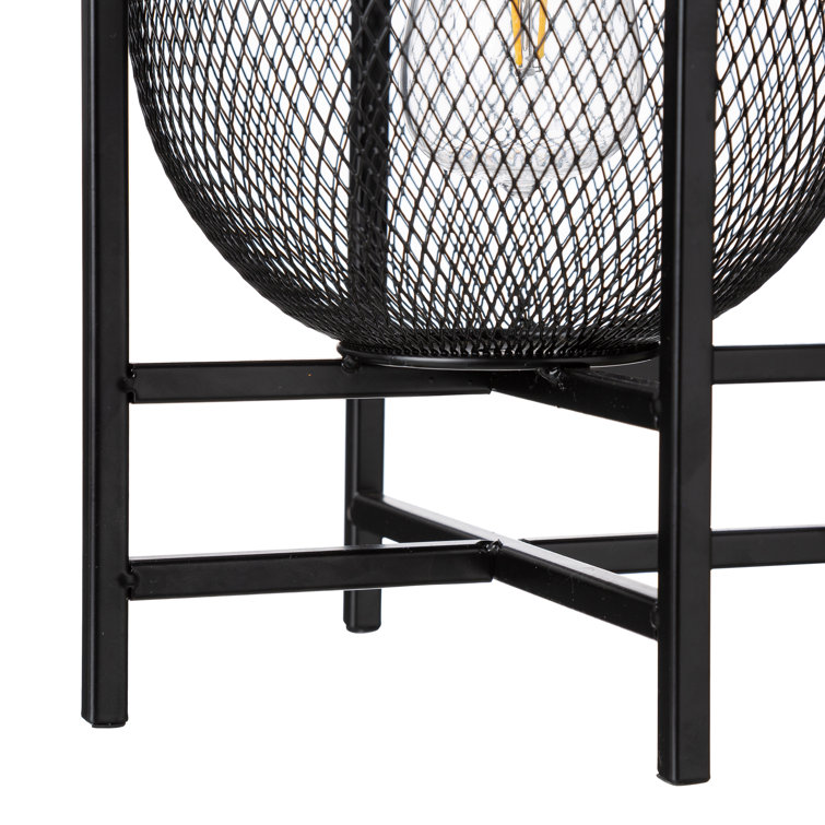 Black Metal Mesh Solar Powered Outdoor Lantern with Pedestal Stand