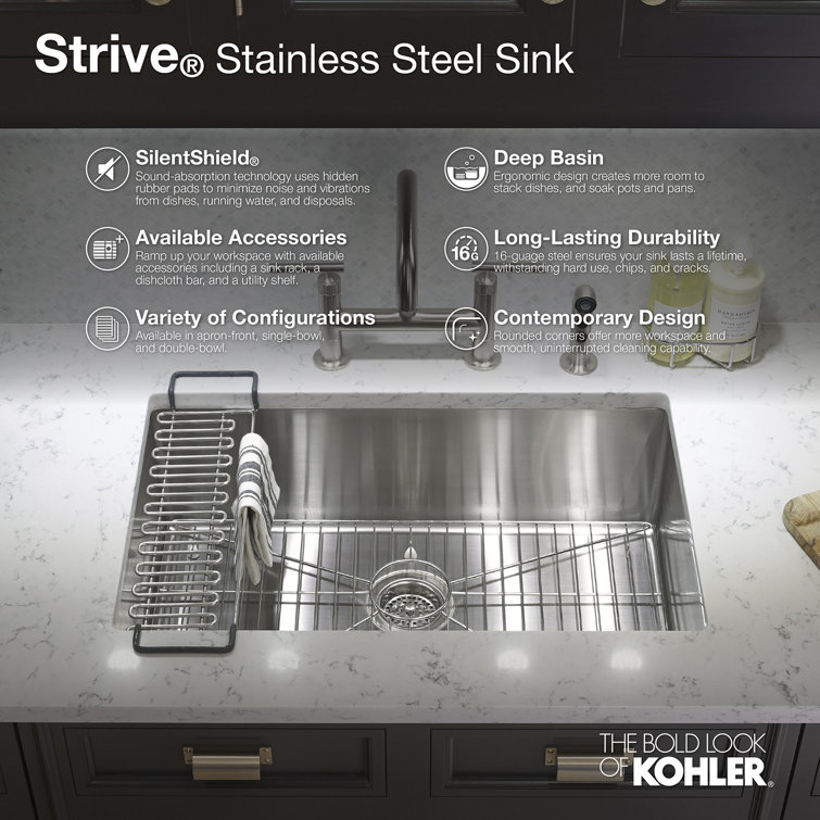 Strive 35.5" Stainless Steel Double Bowl Undermount Kitchen Sink