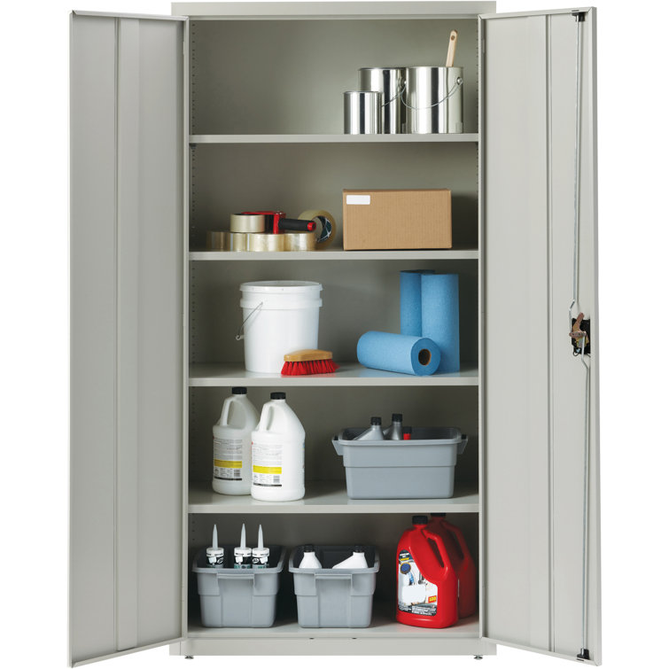 Fortress Light Gray 36'' Welded Steel Lockable Office Cabinet with Adjustable Shelving
