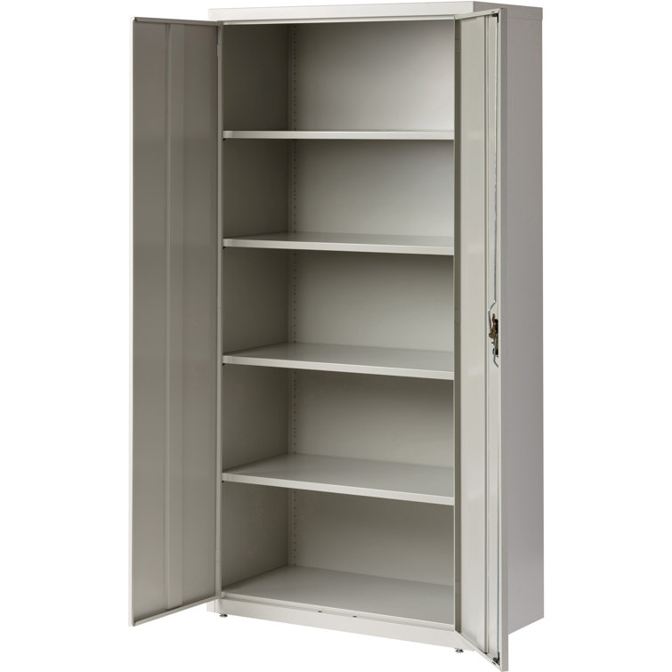 Fortress Light Gray 36'' Welded Steel Lockable Office Cabinet with Adjustable Shelving