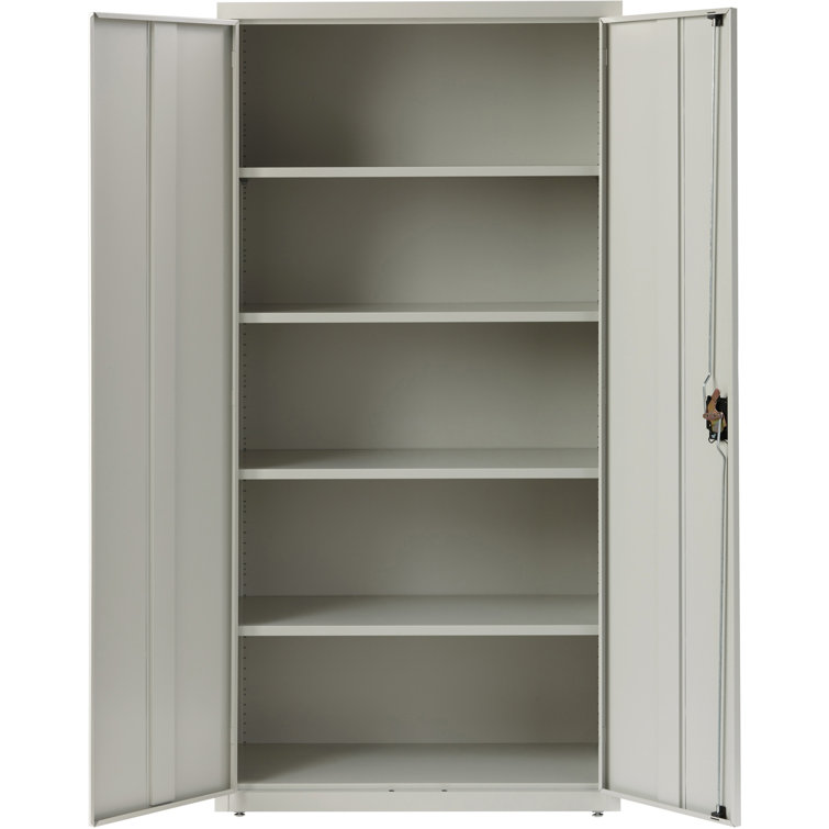 Fortress Light Gray 36'' Welded Steel Lockable Office Cabinet with Adjustable Shelving