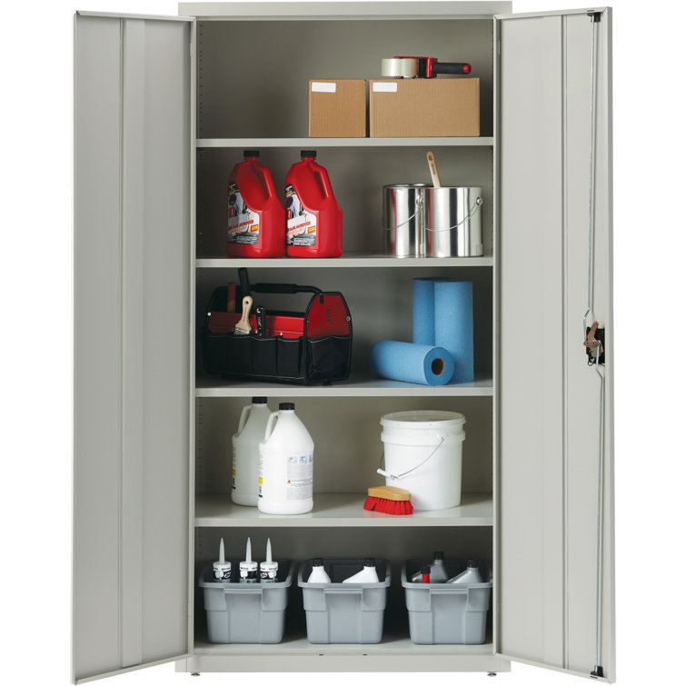 Fortress Light Gray 36'' Welded Steel Lockable Office Cabinet with Adjustable Shelving