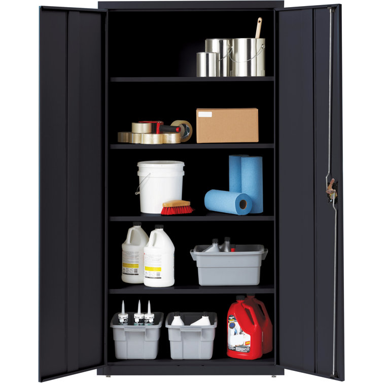 Fortress Black 72" Steel Office Storage Cabinet with Adjustable Shelving