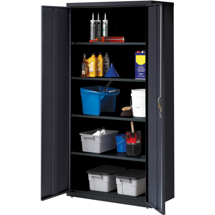 Fortress Black 72" Steel Office Storage Cabinet with Adjustable Shelving