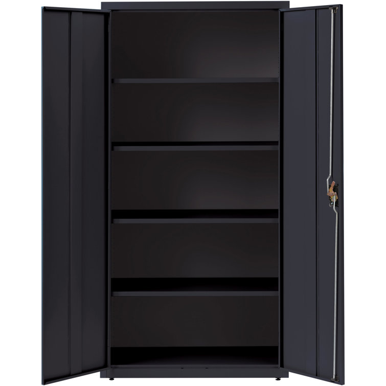 Fortress Black 72" Steel Office Storage Cabinet with Adjustable Shelving