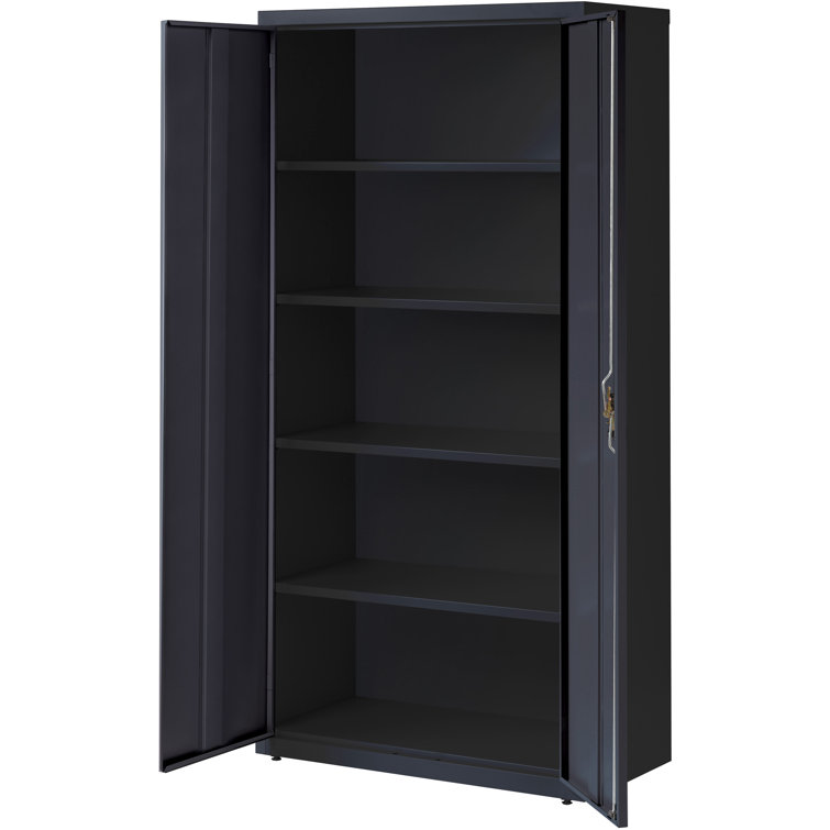 Fortress Black 72" Steel Office Storage Cabinet with Adjustable Shelving