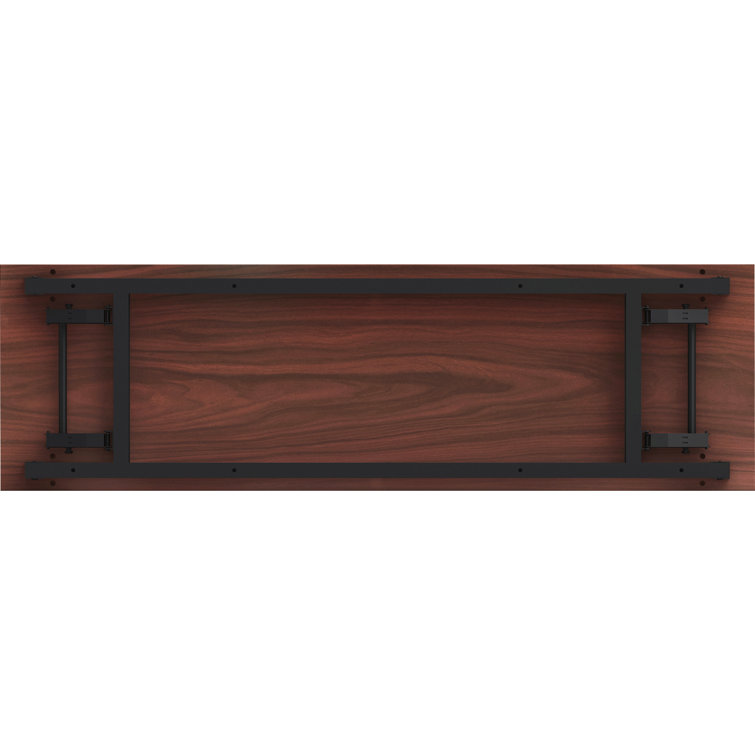 Mahogany and Black Folding Training Table with Metal Frame