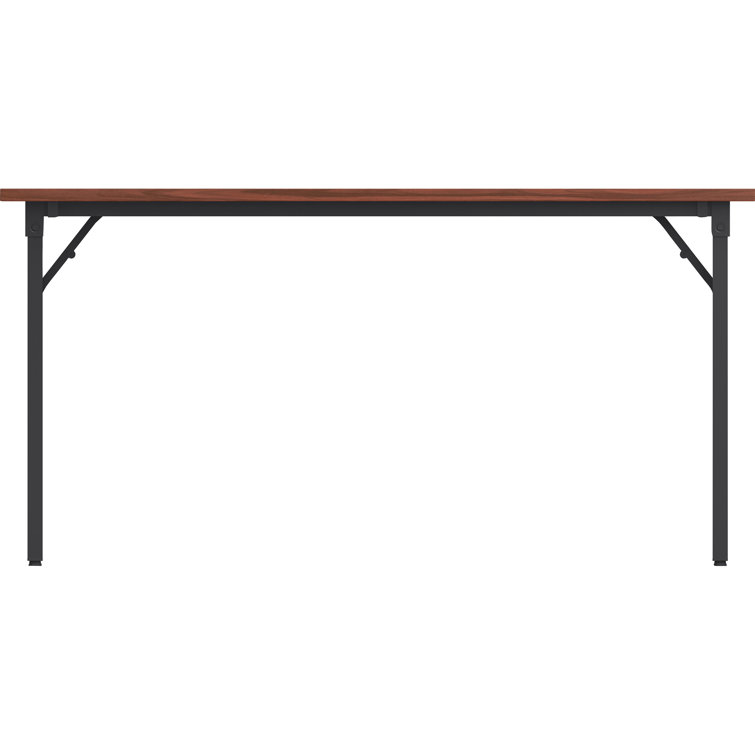 Mahogany and Black Folding Training Table with Metal Frame
