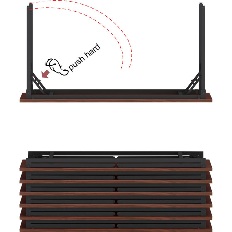 Mahogany and Black Folding Training Table with Metal Frame