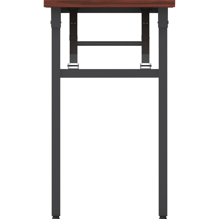 Mahogany and Black Folding Training Table with Metal Frame
