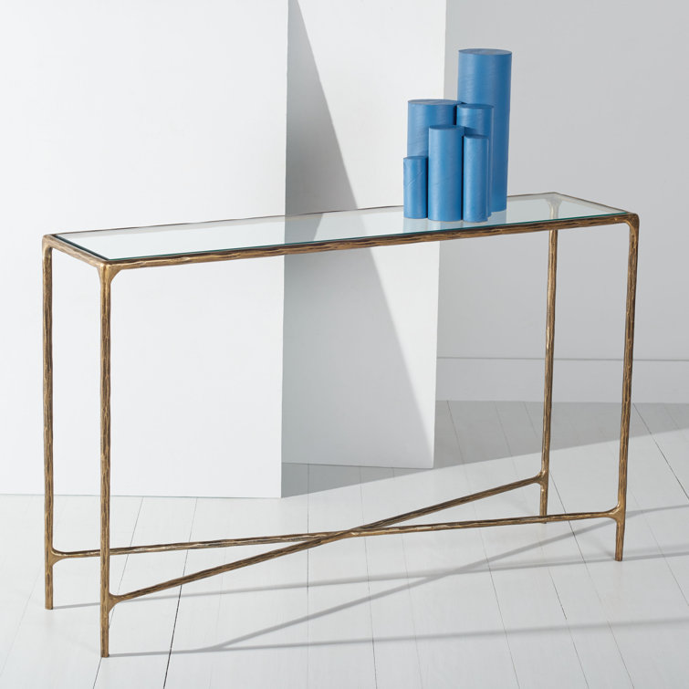 Evelynn 54'' Brass and Glass Elegant Console Table