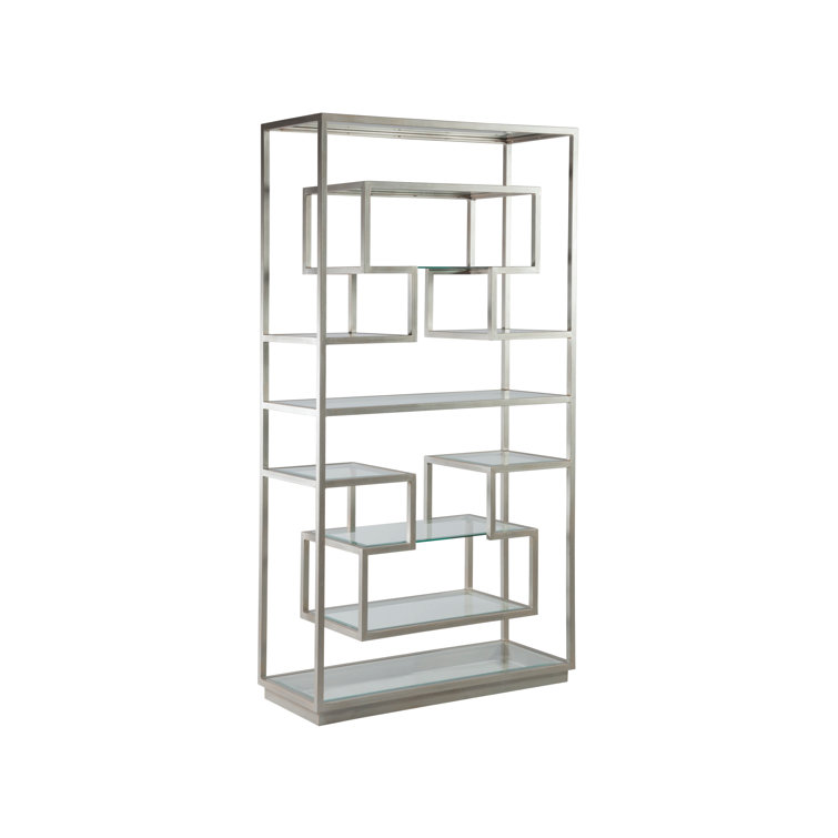 Silver and Glass Transitional Etagere with Cubes