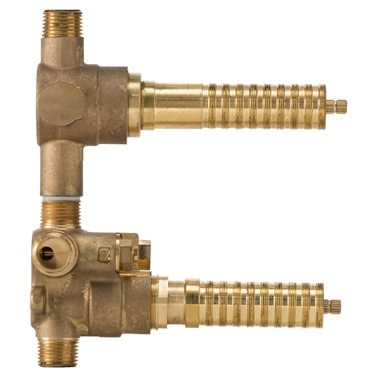 Brass 2-Handle Thermostatic Rough Valve with 2-Way Diverter