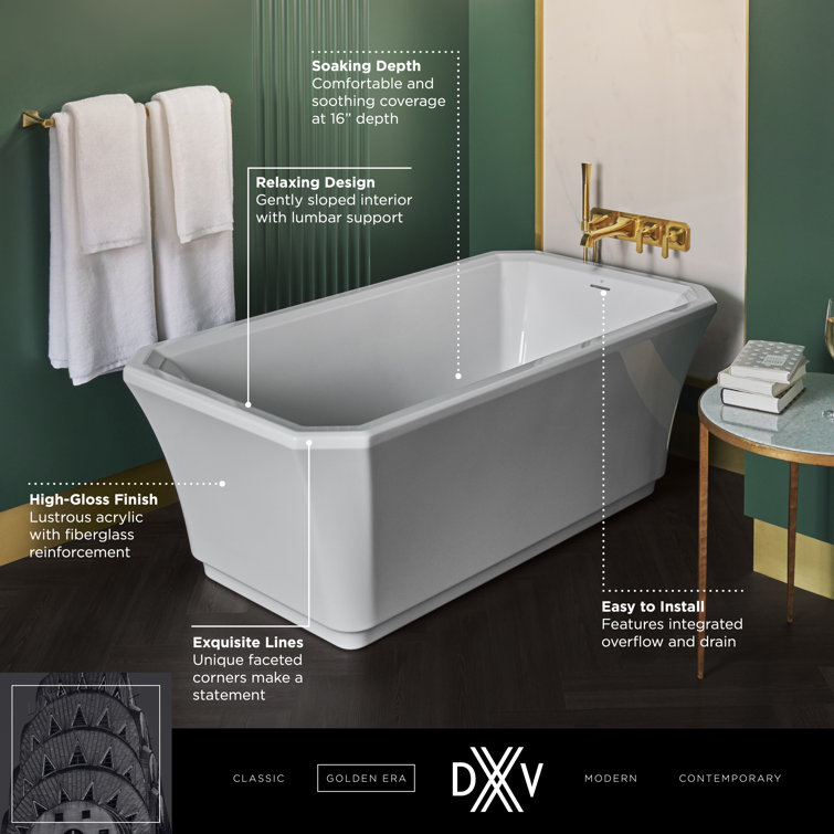 Belshire 36'' White Acrylic Freestanding Soaking Tub