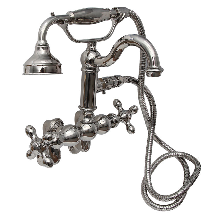 Modern Brass Wall Mounted Clawfoot Tub Faucet with Handshower