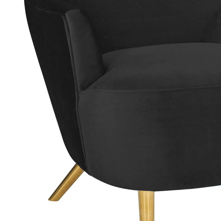 Elegant Black Velvet Wingback Accent Chair with Gold Legs