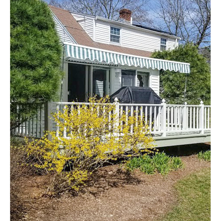 Silver Gray 13 x 10 ft Retractable Patio Awning with White Aluminum Frame
