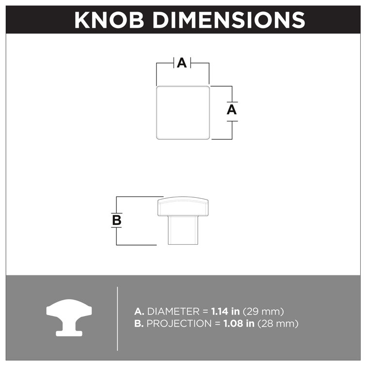 Matte Black Square Modern Brass Cabinet Knob