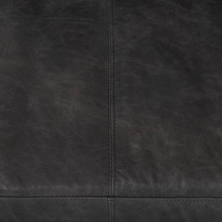 Cochrane Antique Ebony Black Leather 82" Three-Seater Sofa