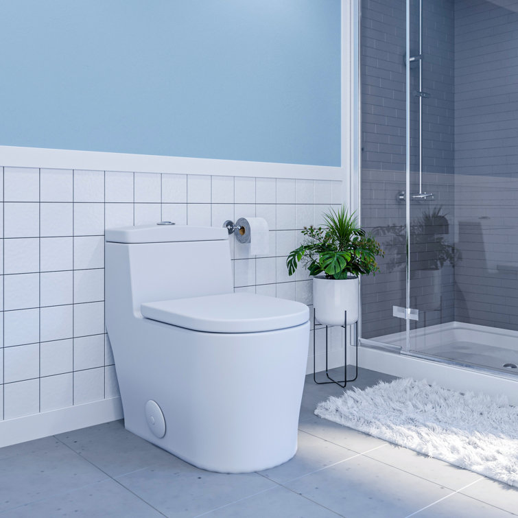 White Ceramic Dual Flush Elongated One-Piece Toilet