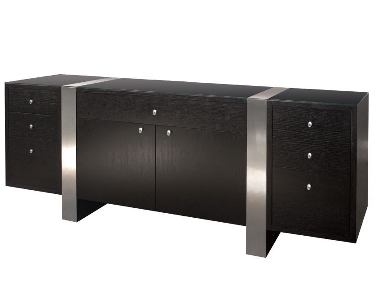 Nero Wenge Modern Credenza with Brushed Aluminum Accents