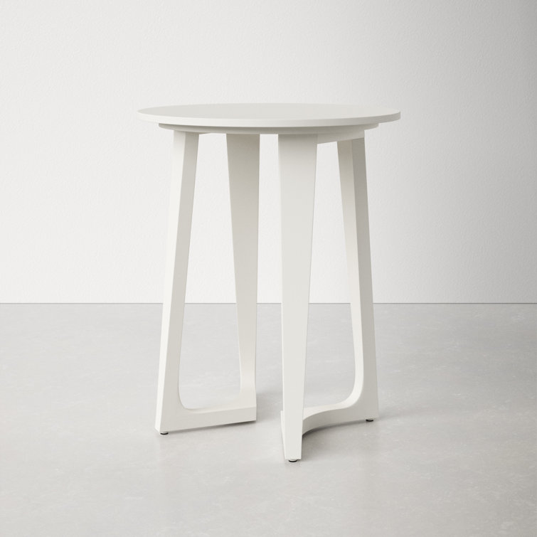 White Round Solid Wood Trestle Side Table