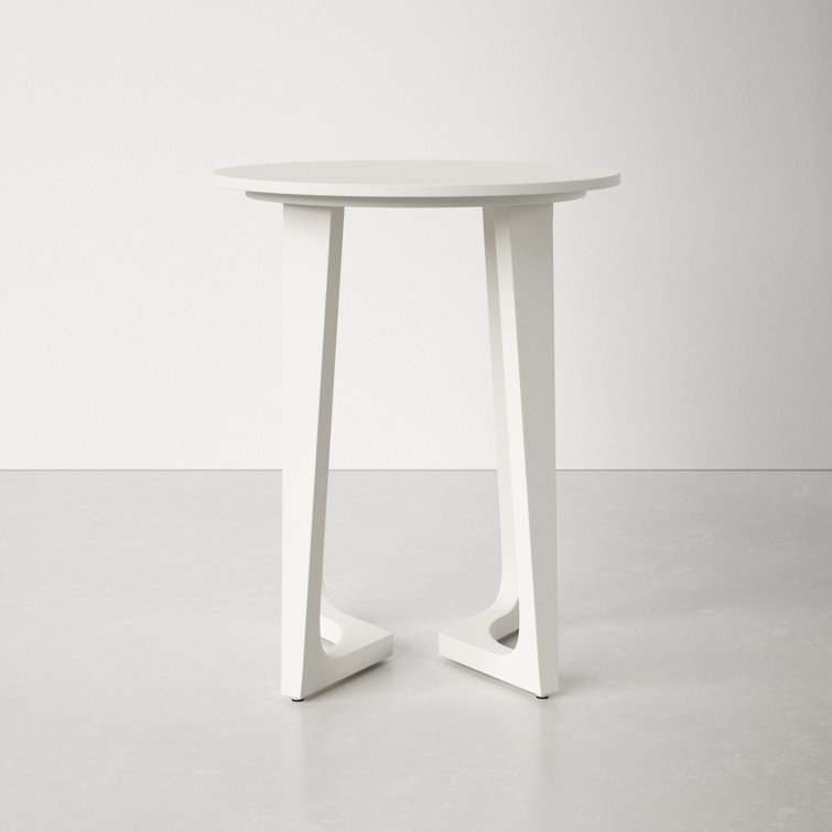 White Round Solid Wood Trestle Side Table