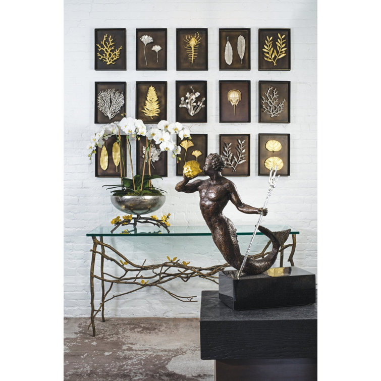 Butterfly Ginkgo Silver and Gold Embellished Fruit Bowl with Stand