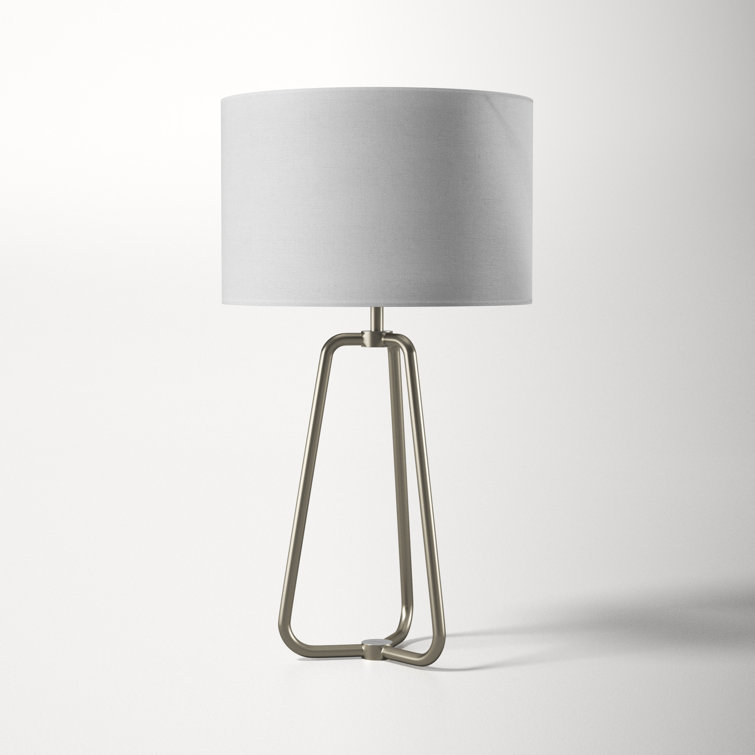 Sleek 25" Silver Metal Table Lamp with White Cotton Shade