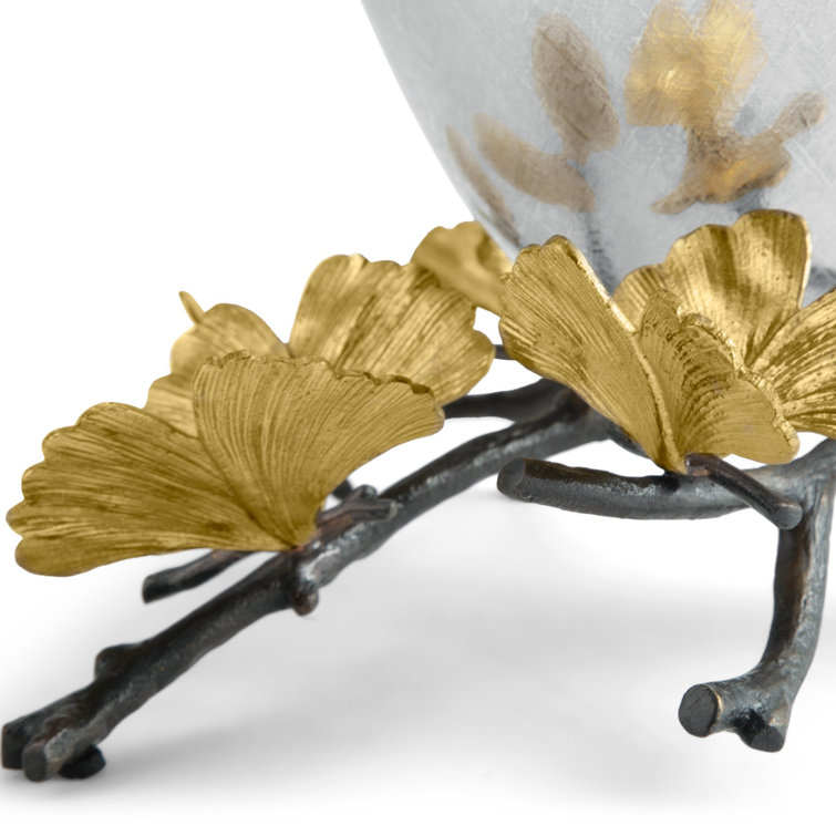 Silver and Gold Butterfly Ginkgo Metal Table Vase