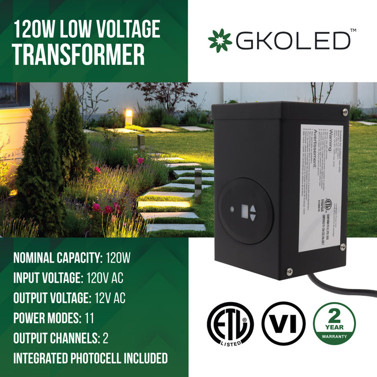 Black Steel Low Voltage Transformer with Photocell and Timer