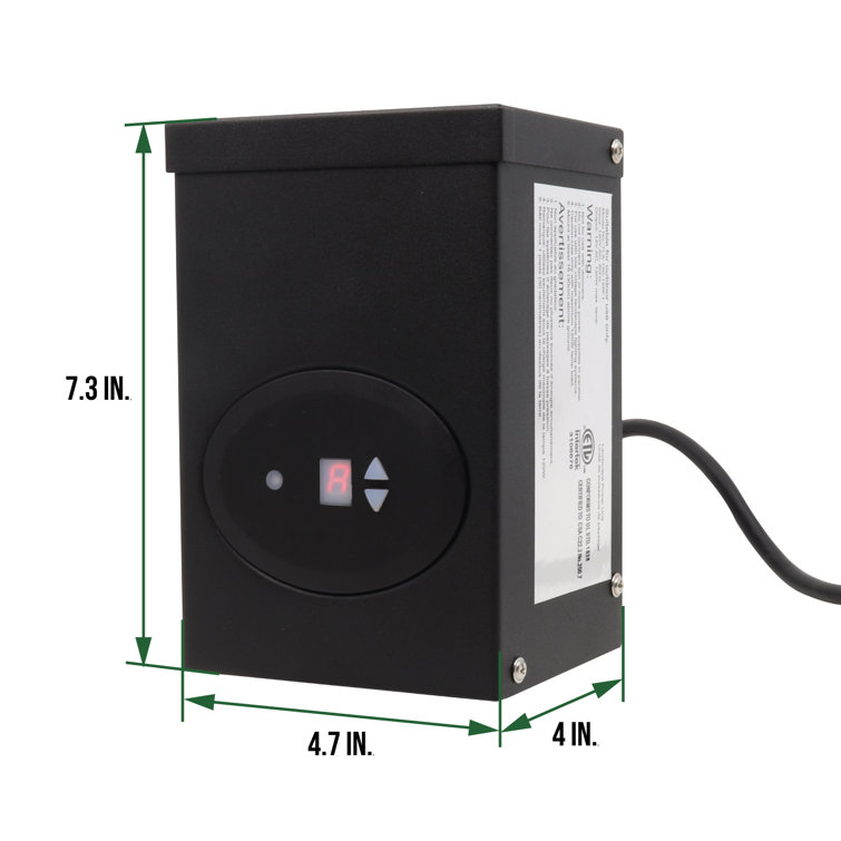 Black Steel Low Voltage Transformer with Photocell and Timer