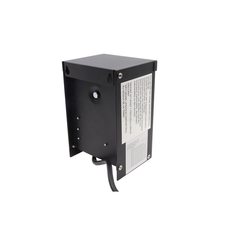 Black Steel Low Voltage Transformer with Photocell and Timer