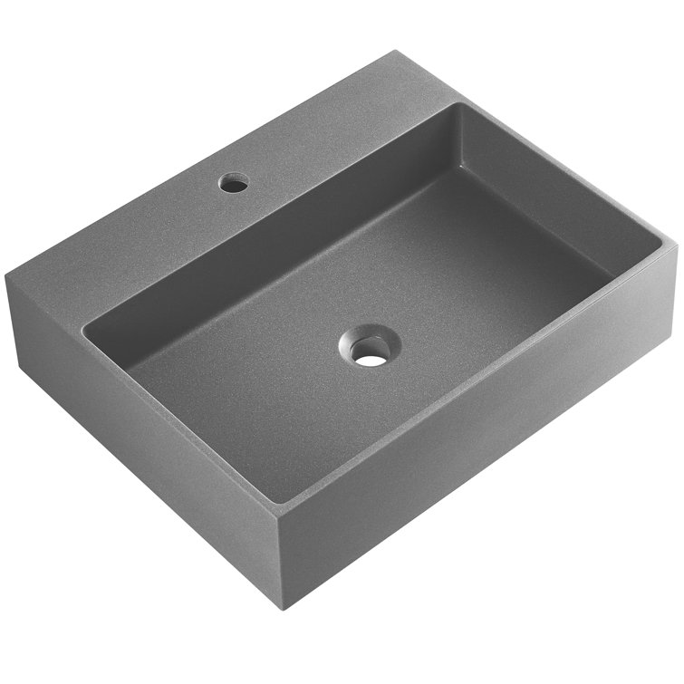 Matte Gray Granite Above-Counter Square Bathroom Sink