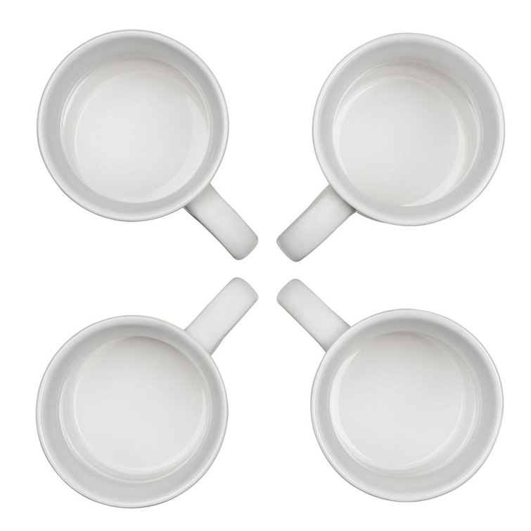 White Ceramic Mid Century Modern 4-Piece Mug Set