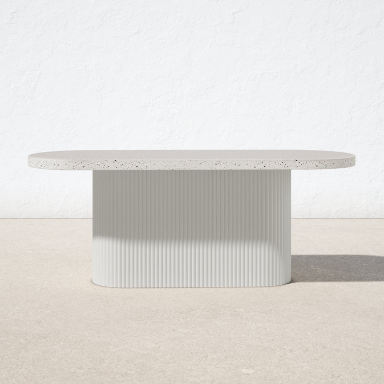 Contemporary Gray Terrazzo Oval Outdoor Dining Table