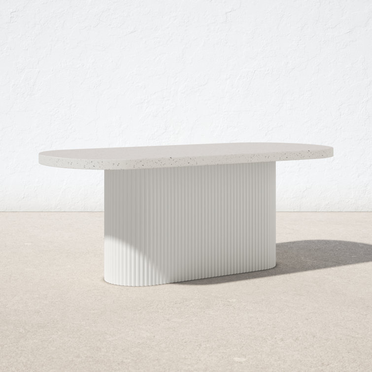 Contemporary Gray Terrazzo Oval Outdoor Dining Table