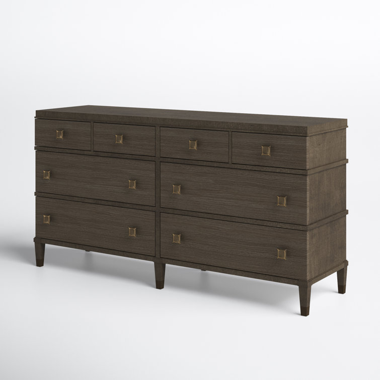 Vivora Transitional 8-Drawer Dresser in Brown with Dovetail Drawers